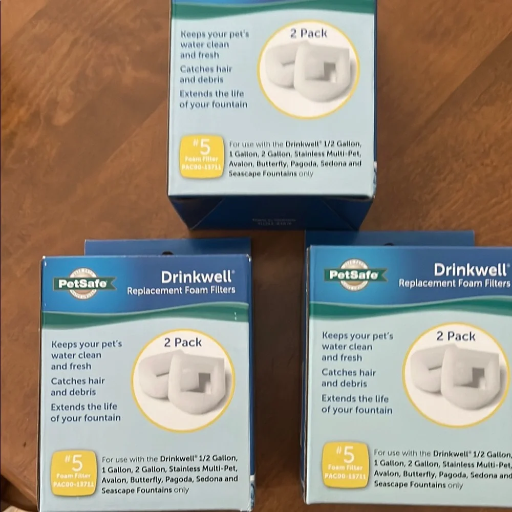 NEW 3 PetSafe Drinkwell Replacement Foam Filters - 2 Pack, White